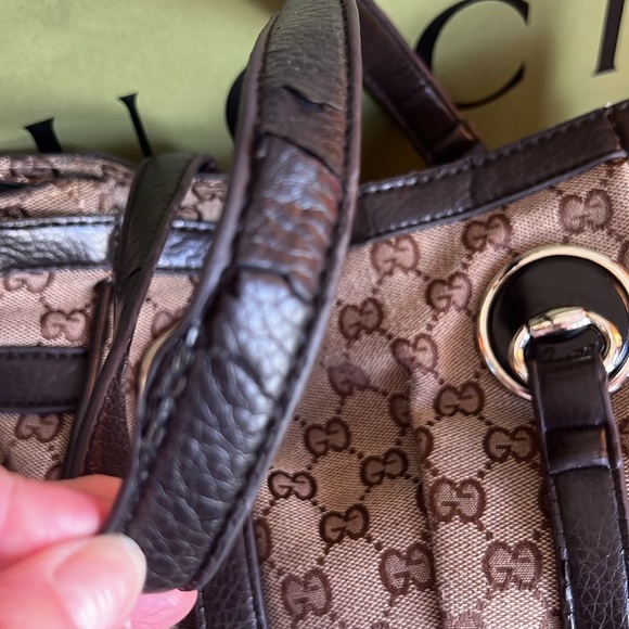 Vintage GUCCI Beige/Ebony GG Canvas Full Moon Medium Tote Bag - Picture 9 of 15